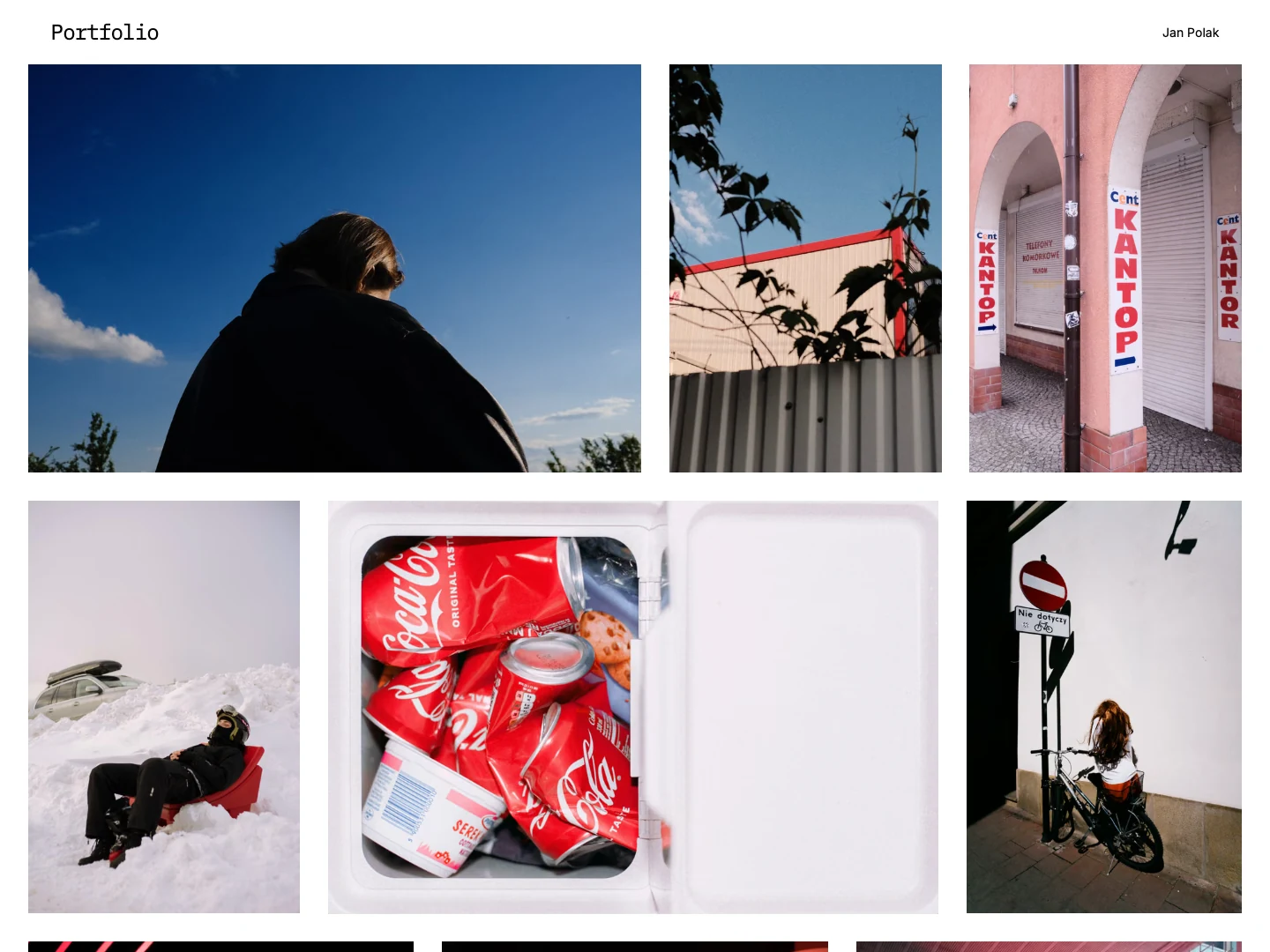 Jan Polak’s ISO100 portfolio, with street photographs arranged in a grid of landscape and portrait images