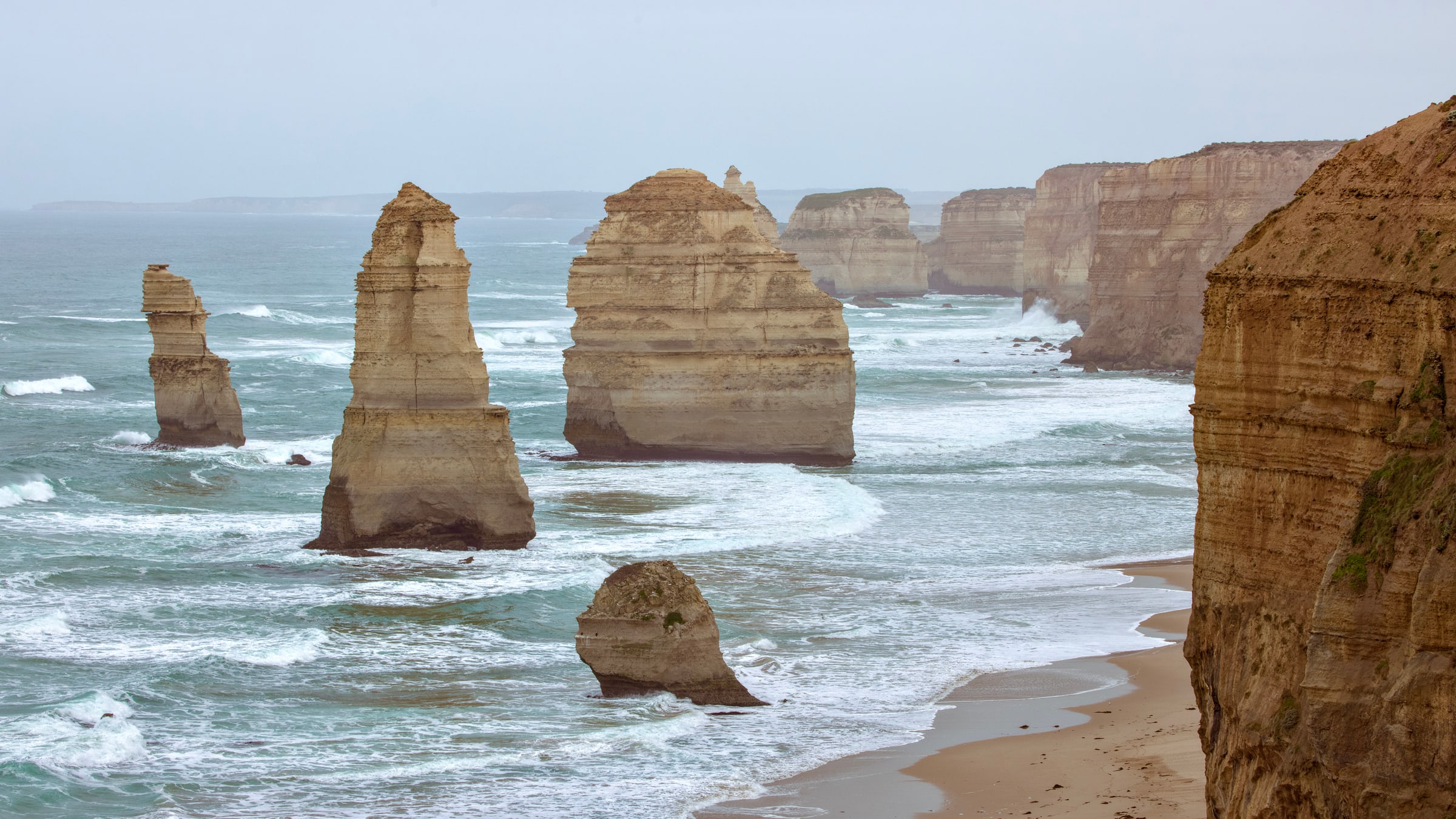 Limestone sea stacks along the Australian coast
